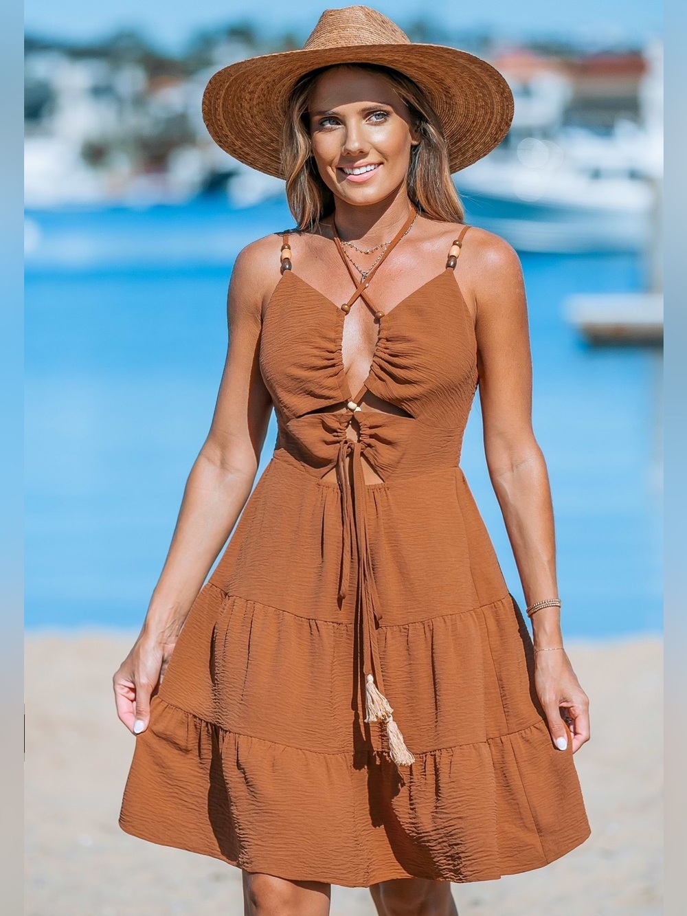 Cupshe Sienna Cross Over Halter Cut-Out Mini Dress